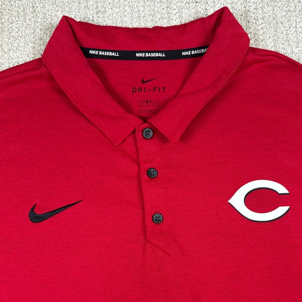 Nike Red Dri-FIT Polo with Black Swoosh and White Logo